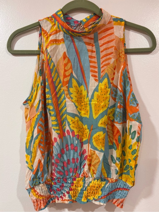 Christian Siriano Tops - Christian Siriano Vibrant Multicolor Sleeveless Mock Neck Top